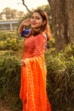 Orange Bhandhani Raw silk saree with blouse