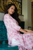 Pink Flowers - Hand Block Printed Cotton Kurti