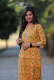 Adah  Yellow Cotton Kurti