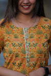 Adah  Yellow Cotton Kurti