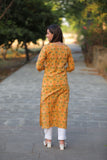 Adah  Yellow Cotton Kurti