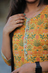 Adah  Yellow Cotton Kurti