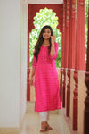 Adah  Hot Pink Floral Cotton Kurti