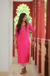 Adah  Hot Pink Floral Cotton Kurti