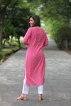 Adah Pink Lehriya Cotton Kurti