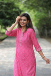 Adah Pink Lehriya Cotton Kurti