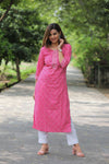 Adah Pink Lehriya Cotton Kurti