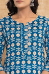 Rang  Blue Floral Cotton Kurti