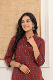 Rang  Mehroon Floral Cotton Kurti