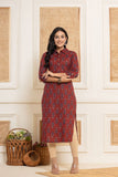 Rang  Mehroon Floral Cotton Kurti