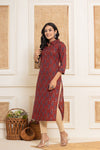 Rang  Mehroon Floral Cotton Kurti