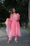 Adah  Pink Cotton Suit with  Cotton Dupatta
