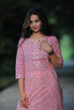 Adah Pink Mix Cotton Kurti