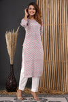 Blush Pink - Hand Block Printed Cotton Kurti