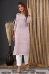 Blush Pink - Hand Block Printed Cotton Kurti