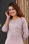 Blush Pink - Hand Block Printed Cotton Kurti