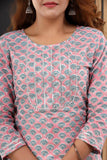 Blush Pink - Hand Block Printed Cotton Kurti