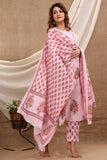Party Pink Cotton Suit with Cotton Dupatta