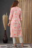 Baby Pink  Cotton Suit Set - Hand Block Printed Cotton Suit with Chiffon Dupatta