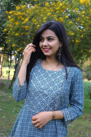 Udaan -True Blue  Cotton Kurti