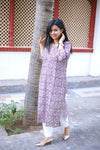 Udaan -Pink Blue  Cotton Kurti