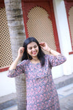 Udaan -Pink Blue  Cotton Kurti