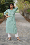 Udaan  Pastel Green Floral  Cotton Kurti