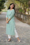 Udaan  Pastel Green Floral  Cotton Kurti