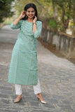 Udaan  Pastel Green Floral  Cotton Kurti