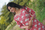 Udaan  Red White  Floral  Cotton Kurti