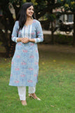 Udaan  Grey Pink  Floral  Cotton Kurti