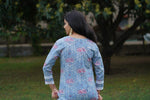 Udaan  Grey Pink  Floral  Cotton Kurti