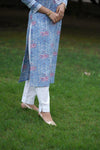 Udaan  Grey Pink  Floral  Cotton Kurti