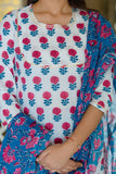 Summer Garden - Hand Block Printed Cotton Suit with cotton Dupatta