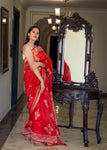 Chanderi Cotton Silk Saree - Candy Apple Red