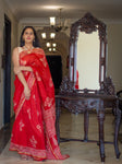 Chanderi Cotton Silk Saree - Candy Apple Red