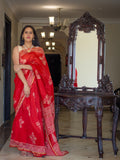 Chanderi Cotton Silk Saree - Candy Apple Red