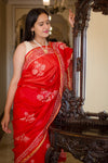 Chanderi Cotton Silk Saree - Candy Apple Red