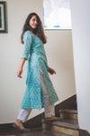 Shade Teal Love  - Hand Block Printed Cotton Kurti