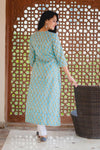 Shade Teal Love  - Hand Block Printed Cotton Kurti