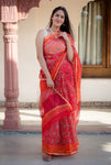 Kota Doria Saree - Red