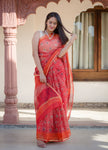 Kota Doria Saree - Red