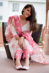 Mughal Garden Suit Set - Hand Block Printed Cotton Suit with Kota Doria Dupatta