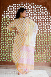Marigold Suit Set - Hand Block Printed Cotton Suit with Kota Doria Dupatta