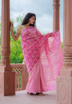 Chanderi Cotton Silk Saree - Pink