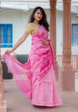 Chanderi Cotton Silk Saree - Pink