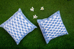 Classic Blue - Hand Block Printed Cushion Covers (16 X16 Inch; Set of 5)