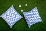 Classic Blue - Hand Block Printed Cushion Covers (16 X16 Inch; Set of 5)