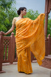 Chanderi Cotton Silk Saree - Mango