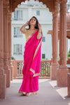 Leheria - Pink Saree with golden gota border